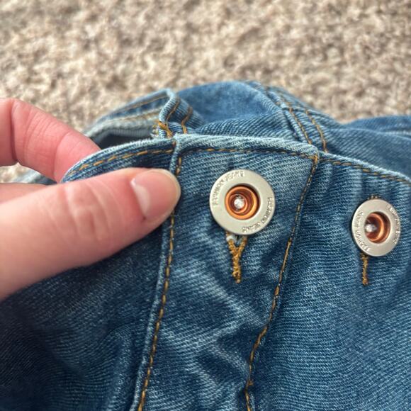 Barrel Leg Denim Overalls Sz XL Horseshoe Jean Jumpsuit Blue - Picture 8 of 15